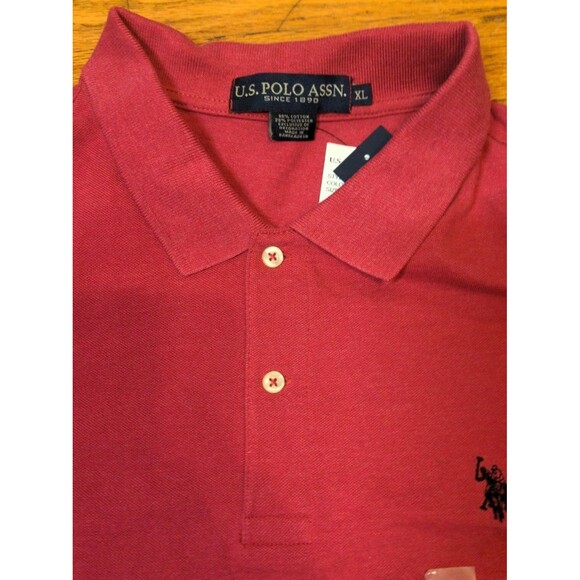 Brand New US Polo Assn Polo Men's Sz XL Short Sleeve Shirt Red Cotton Blend NWT - Picture 5 of 9